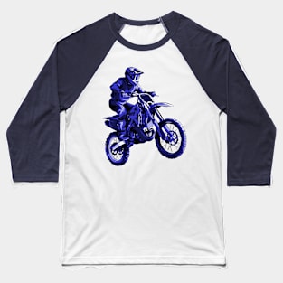 Blue Motocross Baseball T-Shirt